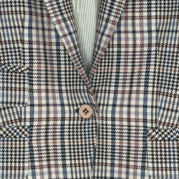 New Veronica Beard FULLER CHECK SINGLE-BUTTON DICKEY JACKET Cream Blue/ Rose Sz2 - Picture 5 of 16